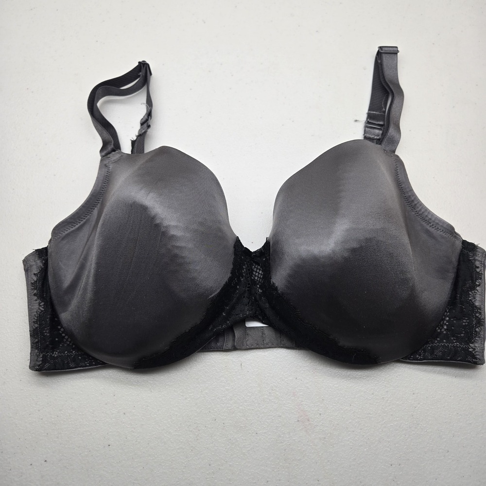 Cacique Women Bra 38DDD Gray T Shirt Underwired Lace Strap Adjustable